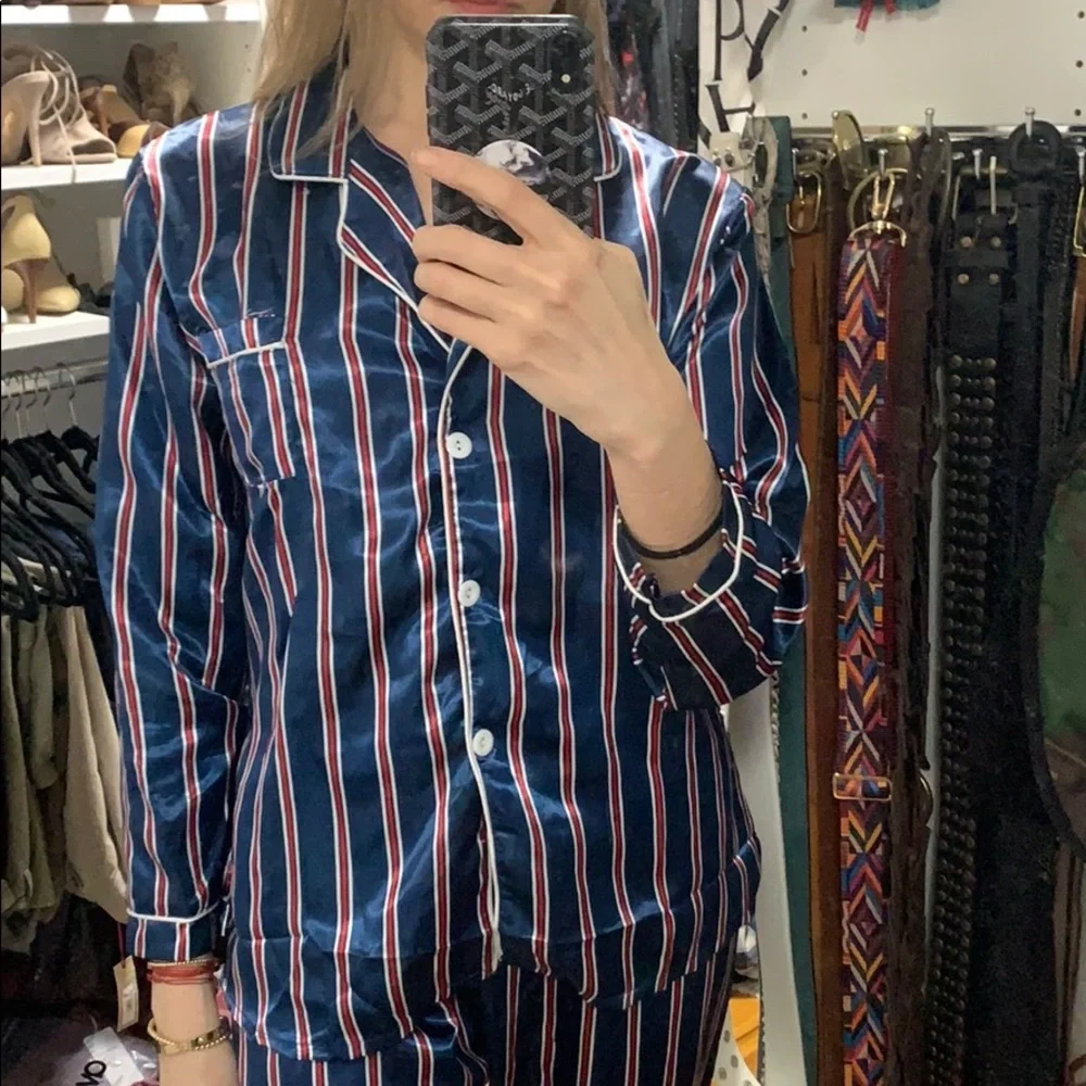 Blue striped silky Pj set small - Picture 4 of 8